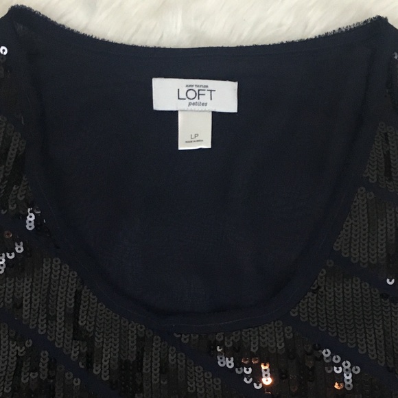 LOFT Navy Black Sequin Tank Sleeveless Blouse LP - Picture 5 of 7